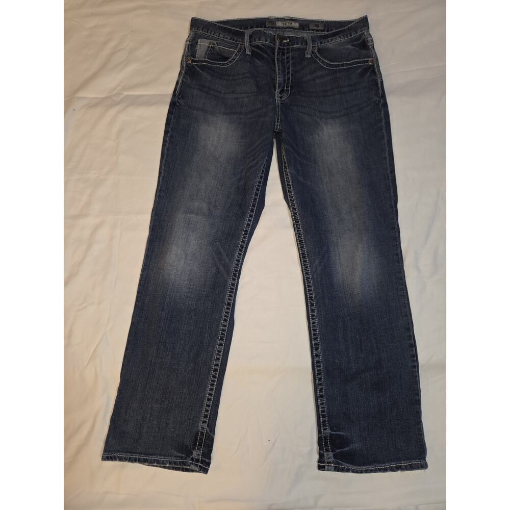 Buckle BKE Jeans Mens Seth Straight Leg 36x32 Denim Dark Wash Distressed